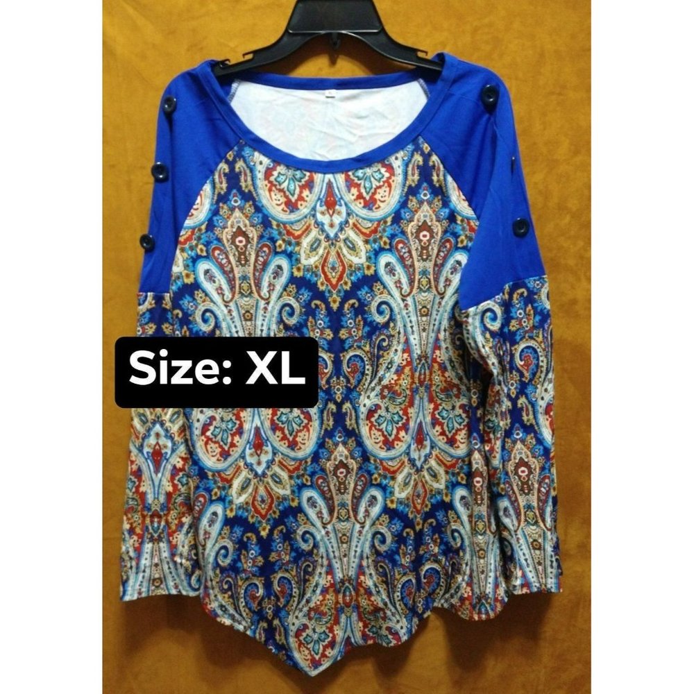 Beautiful abstract paisley printed pattern Blouse size XL